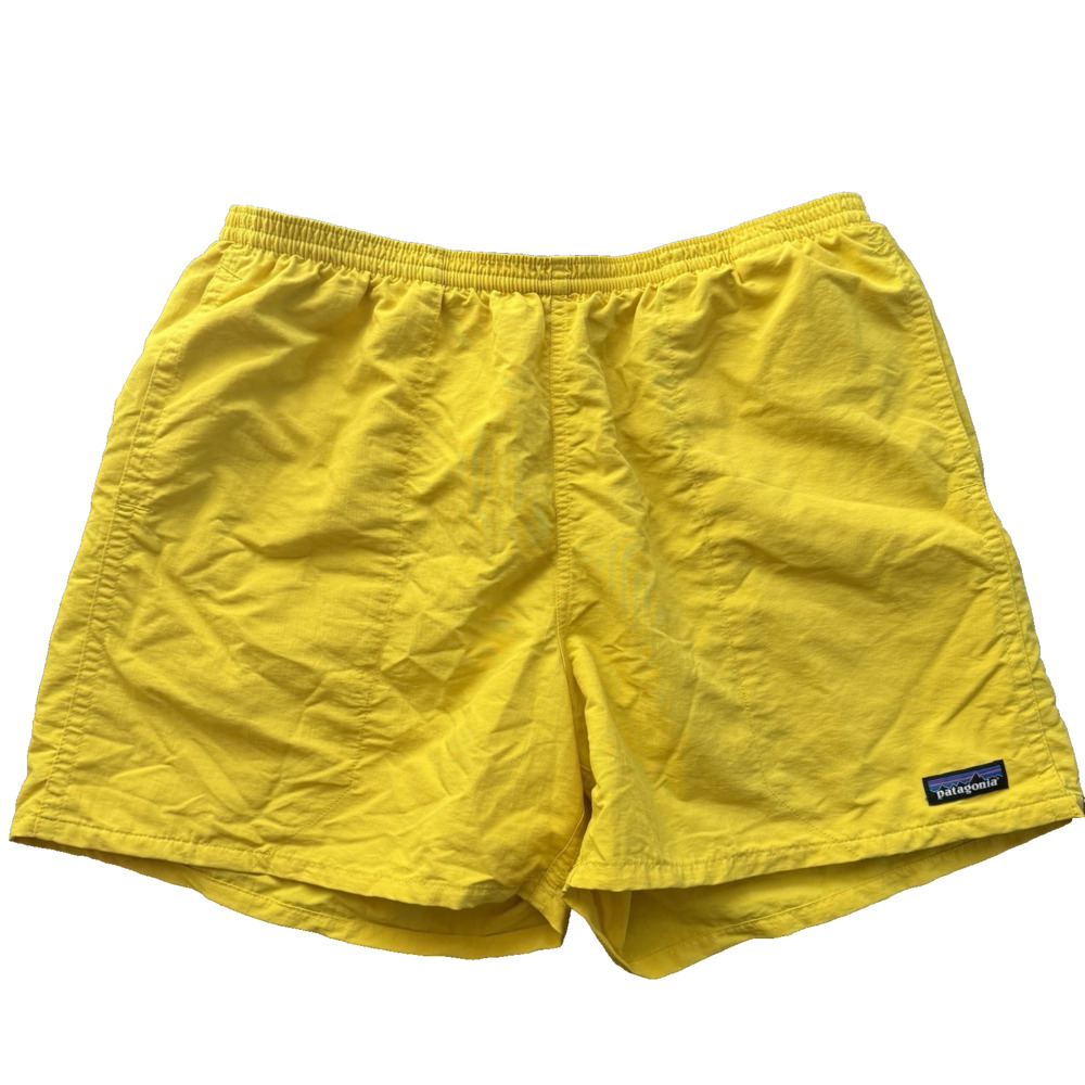 Patagonia Yellow Baggies Swim Trunks Mens Large Patch Logo Back Pocket excellent - Picture 2 of 6